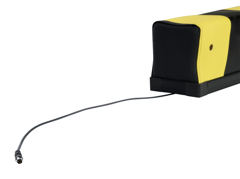 ASO Safety Solutions safety contact bumper, 100 x 120mm, 4ft length, yellow and black, (1) 3-pin male M8 connector and (1) 3-pin female M8 connector, outdoor rated, 4.7in/120mm cable length. Aluminum mounting rail included.-1701-6380