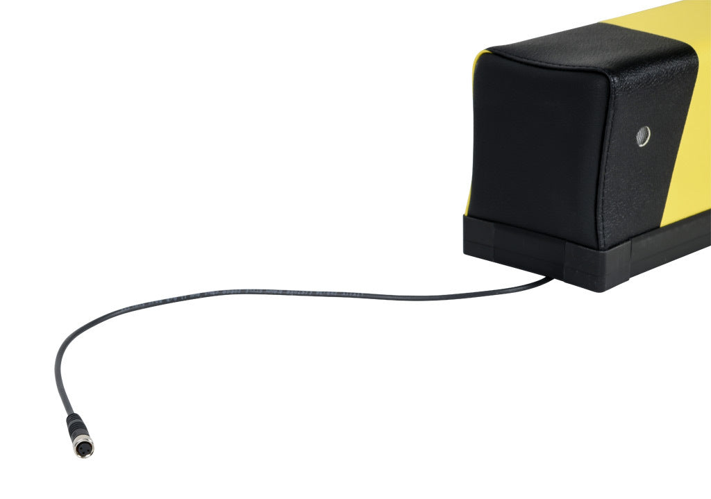 ASO Safety Solutions safety contact bumper, 100 x 120mm, 5ft length, yellow and black, (1) 3-pin male M8 connector and (1) 3-pin female M8 connector, outdoor rated, 4.7in/120mm cable length. Aluminum mounting rail included.-1701-6390