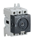Socomec SIRCO M series rotary disconnect switch, load break capable, 3-pole, 600 VAC, 32A, 65kA SCCR, DIN rail or panel mount, UL 508 rated, front or side operated, accepts 5 x 5mm size shaft.-22003003