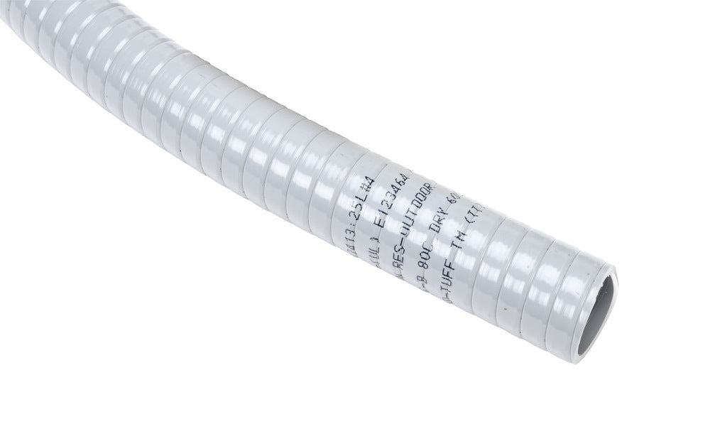 Atkore Liquid-Tuff 6000 liquid-tight flexible non-metallic conduit, embedded spiral rigid PVC, PVC wall, 1in trade size, gray, UL-1660 Listed, 50ft/15.2m coil length.-6004-24-00