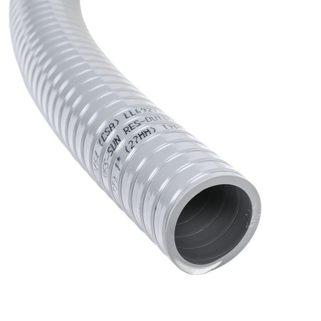 Atkore Liquid-Tuff 6000 liquid-tight flexible non-metallic conduit, embedded spiral rigid PVC, PVC wall, 1in trade size, gray, UL-1660 Listed, 100ft/30.4m coil length.-6004-30-00