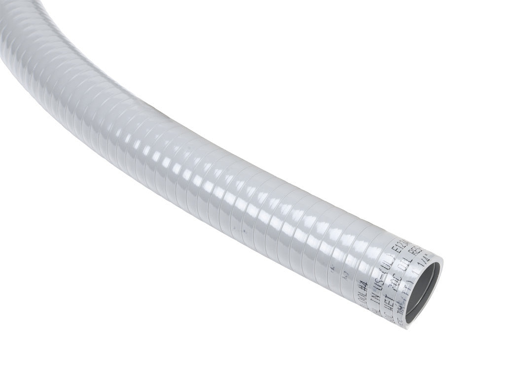 Atkore Liquid-Tuff 6000 liquid-tight flexible non-metallic conduit, embedded spiral rigid PVC, PVC wall, 1-1/4in trade size, gray, UL-1660 Listed, 50ft/15.2m coil length.-6005-24-00