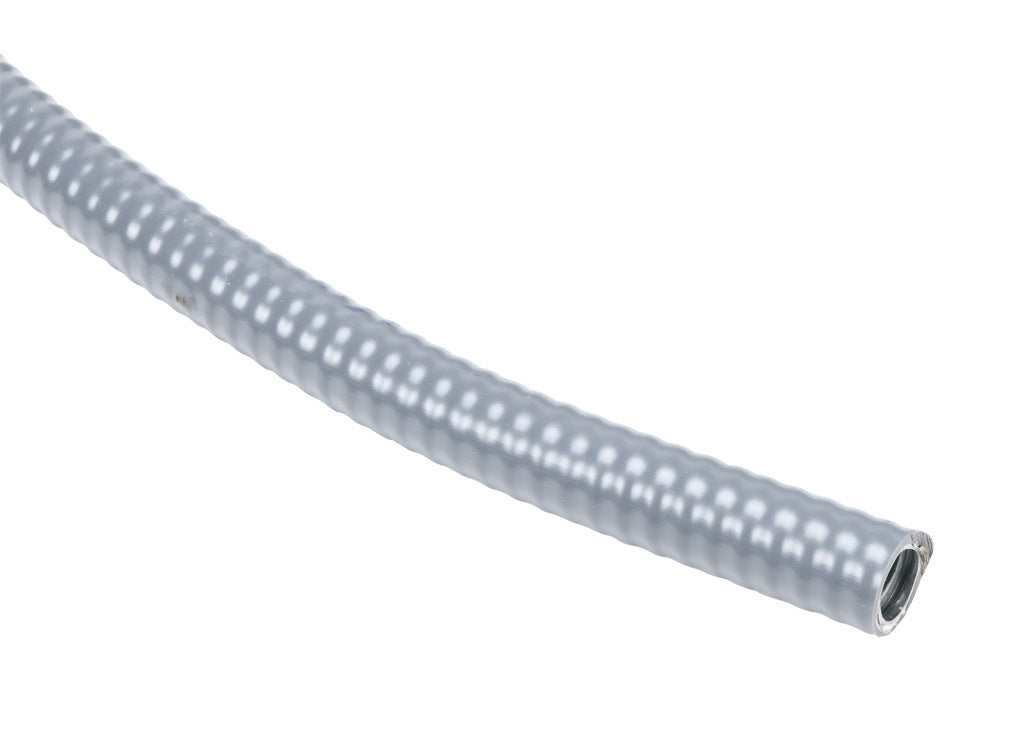 Atkore Liquid-Tuff 6200 liquid-tight flexible metallic conduit, galvanized low carbon steel, PVC jacket, 3/8in trade size, gray, UL-360 Listed, 100ft/30.4m coil length.-6201-30-00