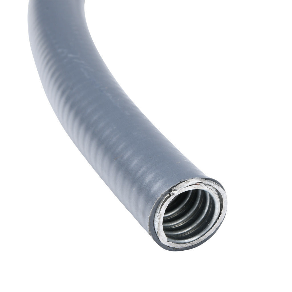 Atkore Liquid-Tuff 6200 liquid-tight flexible metallic conduit, galvanized low carbon steel, PVC jacket, 1/2in trade size, gray, UL-360 Listed, 100ft/30.4m coil length.-6202-30-00