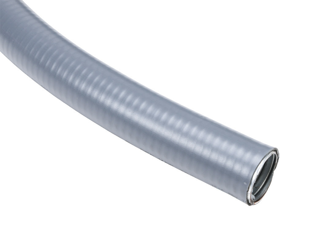 Atkore Liquid-Tuff 6200 liquid-tight flexible metallic conduit, galvanized low carbon steel, PVC jacket, 1-1/4in trade size, gray, UL-360 Listed, 50ft/15.2m coil length.-6205-24-00