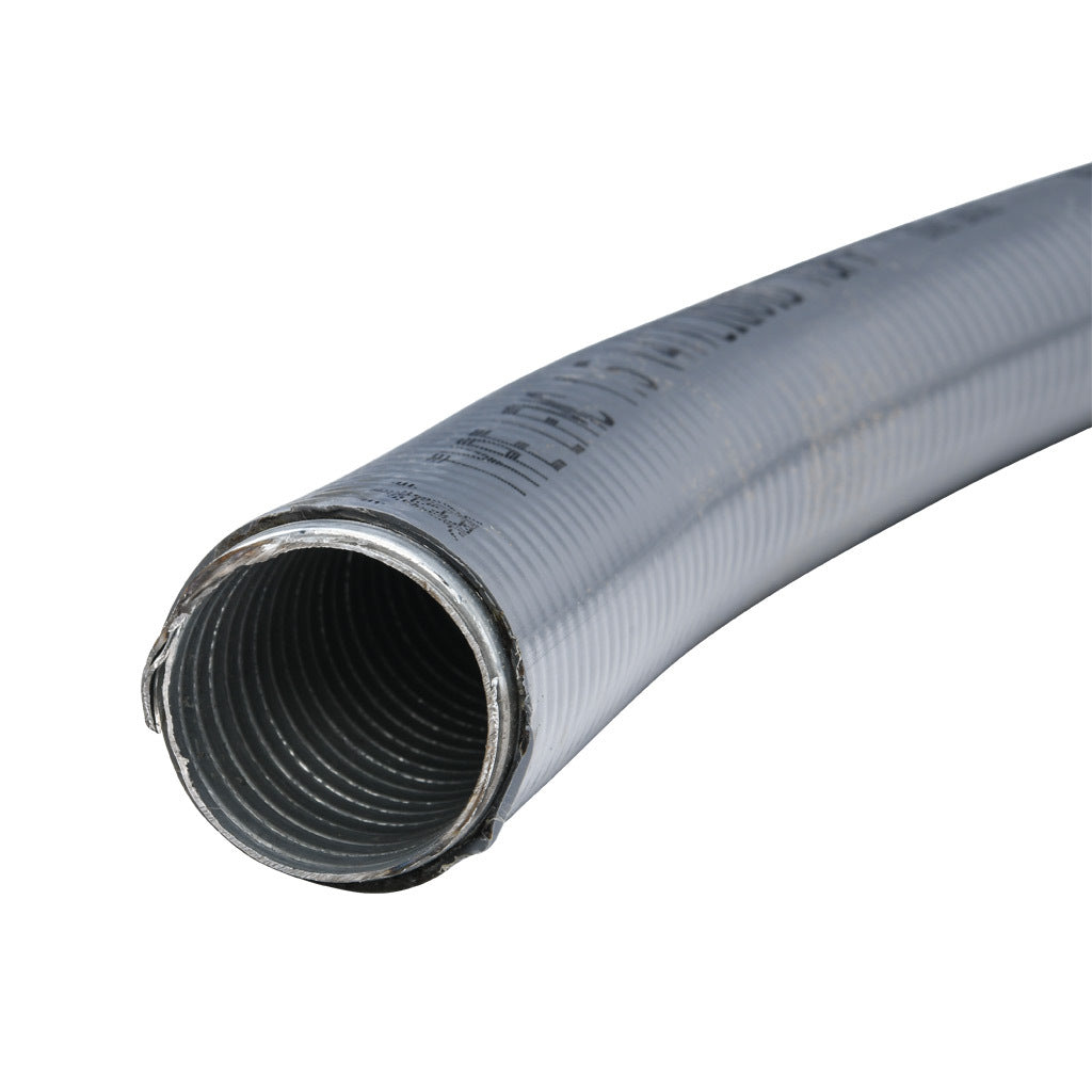 Atkore Liquid-Tuff 6200 liquid-tight flexible metallic conduit, galvanized low carbon steel, PVC jacket, 1-1/2in trade size, gray, UL-360 Listed, 50ft/15.2m coil length.-6206-24-00
