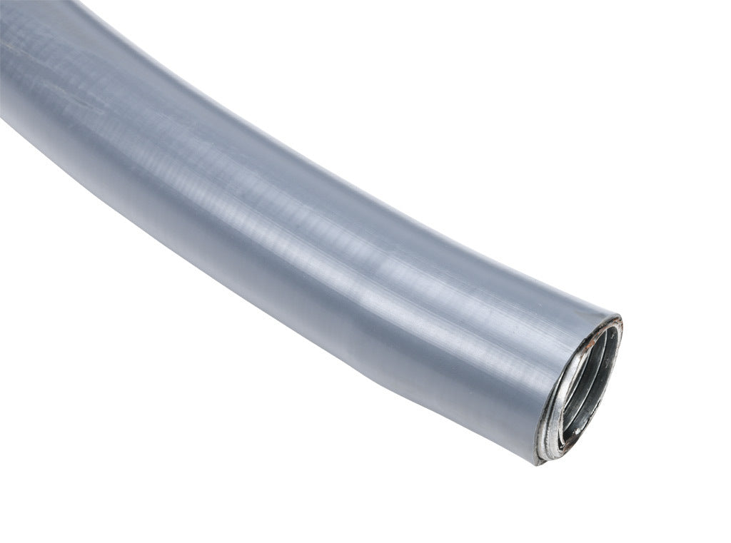 Atkore Liquid-Tuff 6200 liquid-tight flexible metallic conduit, galvanized low carbon steel, PVC jacket, 2in trade size, gray, UL-360 Listed, 50ft/15.2m coil length.-6207-24-00