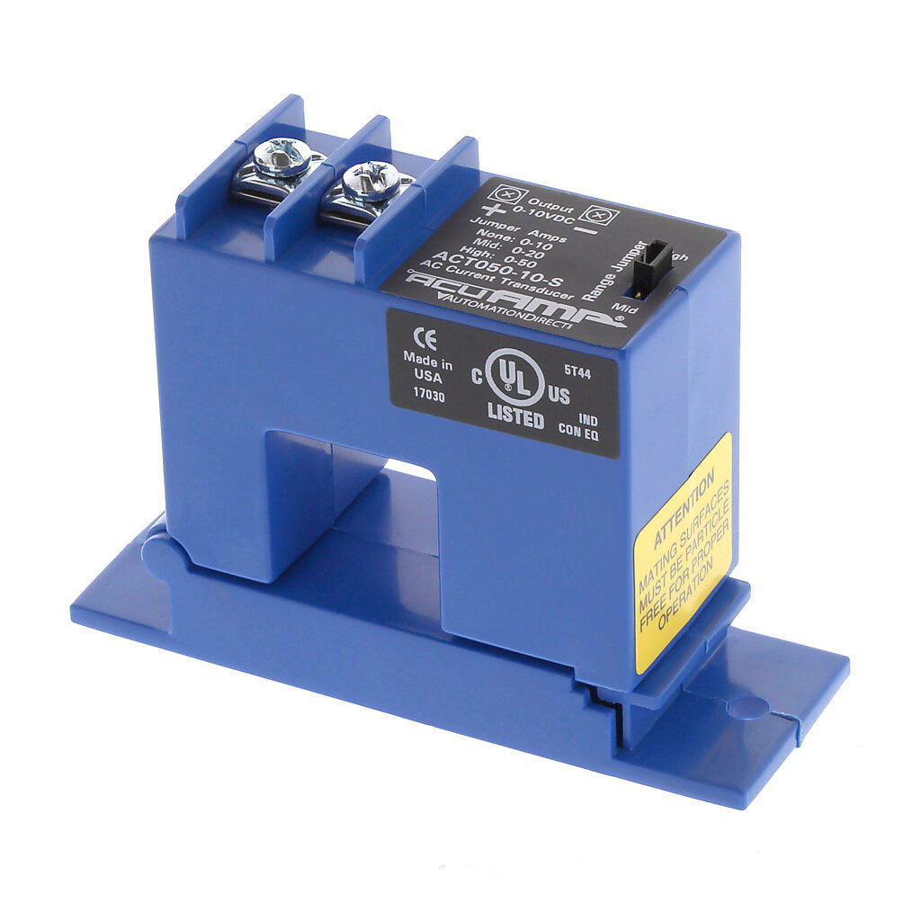 AcuAMP AC current transducer, 1-phase, split core, 0-10, 0-20, or 0-50A selectable sensing range, 0-10 VDC output.-ACT050-10-S