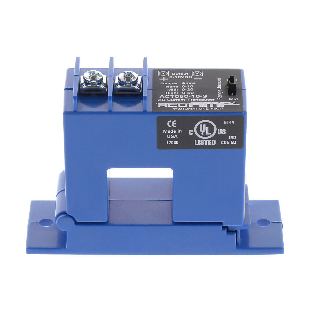 AcuAMP AC current transducer, 1-phase, split core, 0-10, 0-20, or 0-50A selectable sensing range, 0-10 VDC output.-ACT050-10-S
