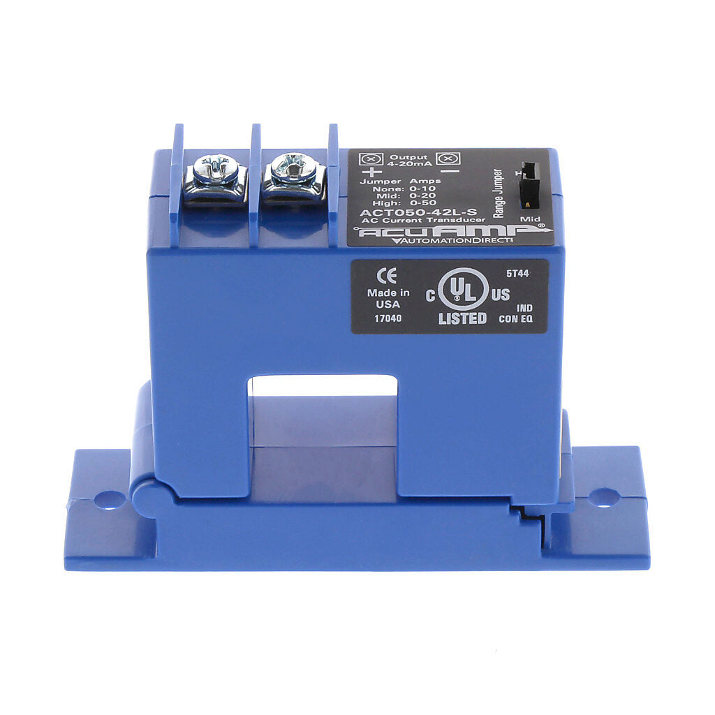 AcuAMP AC current transducer, 1-phase, split core, 0-10, 0-20, or 0-50A selectable sensing range, 4-20 mA output.-ACT050-42L-S