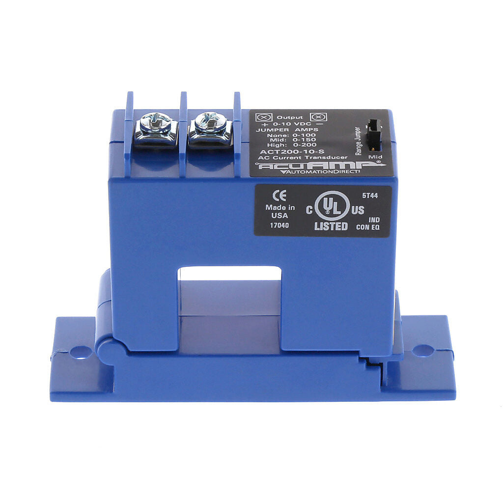 AcuAMP AC current transducer, 1-phase, split core, 0-100, 0-150, or 0-200A selectable sensing range, 0-10 VDC output.-ACT200-10-S