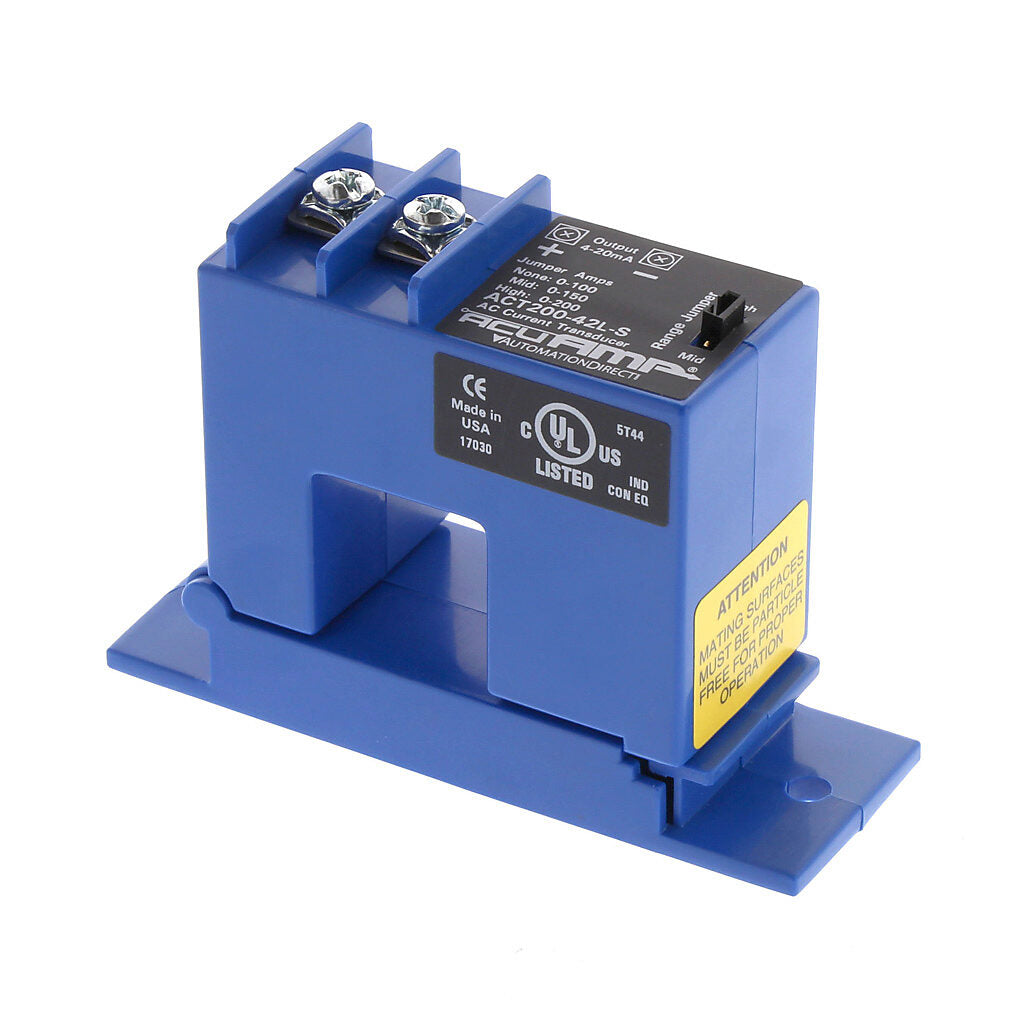 AcuAMP AC current transducer, 1-phase, split core, 0-100, 0-150, or 0-200A selectable sensing range, 4-20 mA output.-ACT200-42L-S