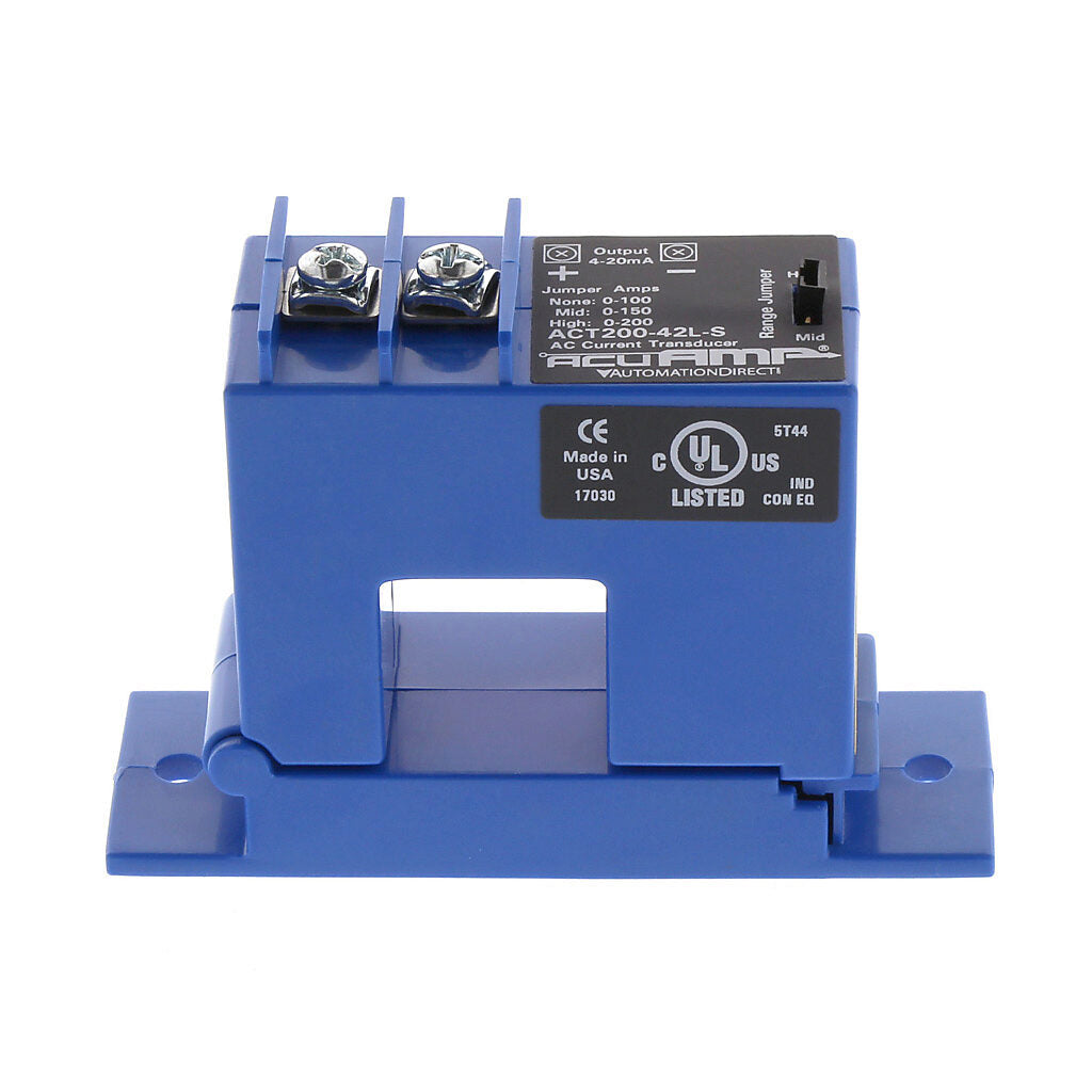AcuAMP AC current transducer, 1-phase, split core, 0-100, 0-150, or 0-200A selectable sensing range, 4-20 mA output.-ACT200-42L-S