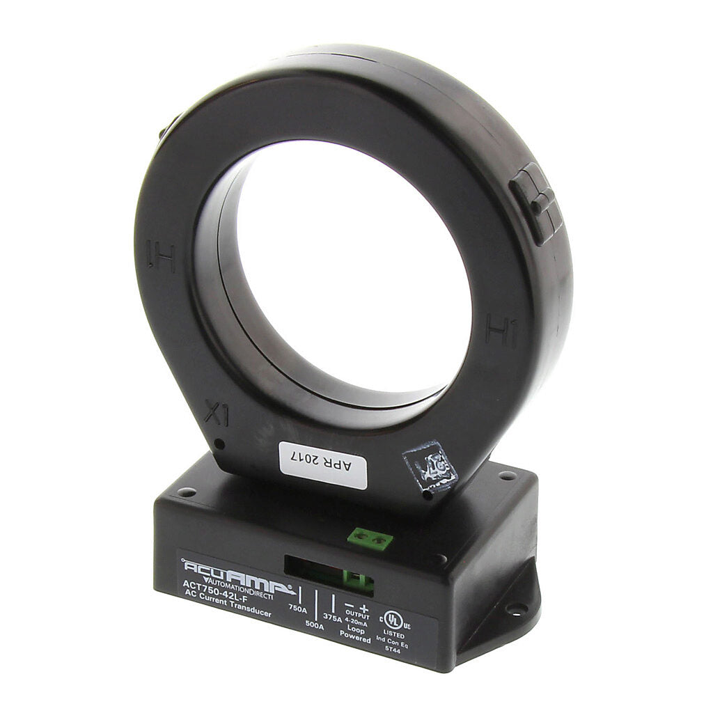 AcuAMP AC current transducer, 1-phase, fixed core, 0-375, 0-500, or 0-750A selectable sensing range, 4-20 mA output.-ACT750-42L-F
