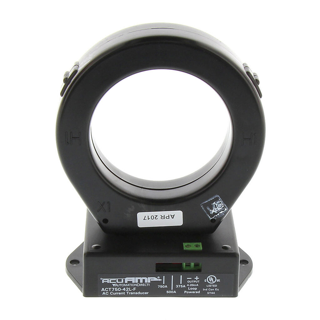 AcuAMP AC current transducer, 1-phase, fixed core, 0-375, 0-500, or 0-750A selectable sensing range, 4-20 mA output.-ACT750-42L-F