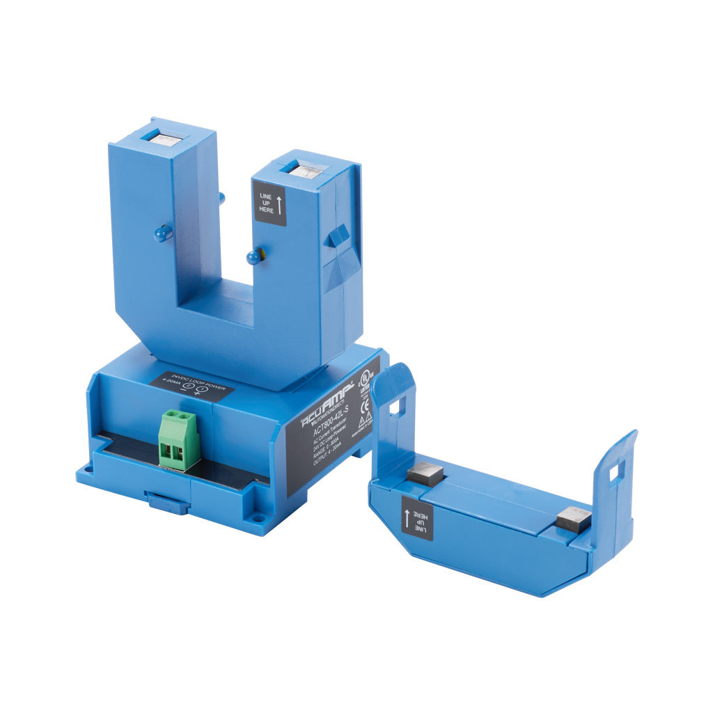 AcuAMP AC current transducer, 1-phase, split core, 0-800A sensing range, 4-20 mA output.-ACT800-42L-S