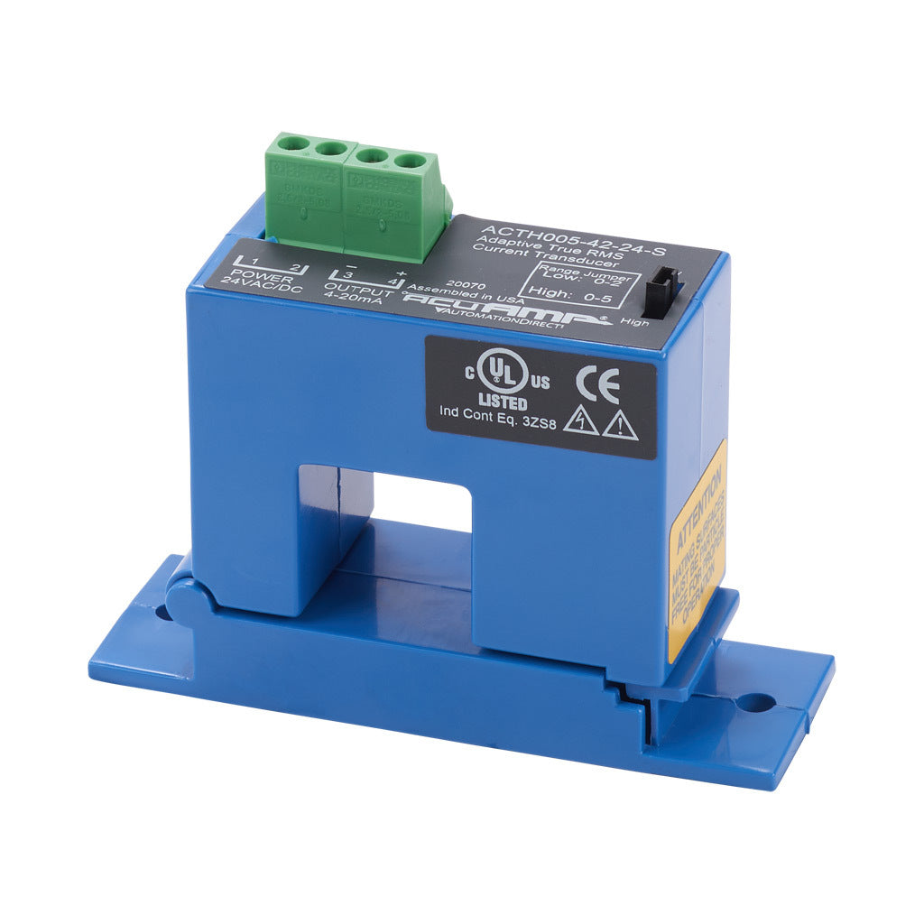 AcuAMP AC current transducer, 1-phase, split core, 0-2, 0-5A selectable, with time integration sensing range, True RMS, 4-20 mA output.-ACTH005-42-24-S