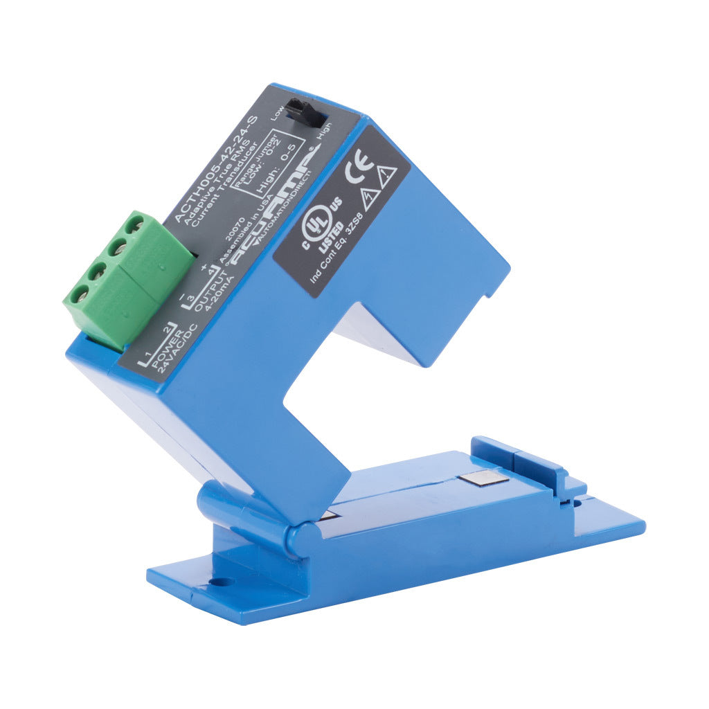 AcuAMP AC current transducer, 1-phase, split core, 0-2, 0-5A selectable, with time integration sensing range, True RMS, 4-20 mA output.-ACTH005-42-24-S