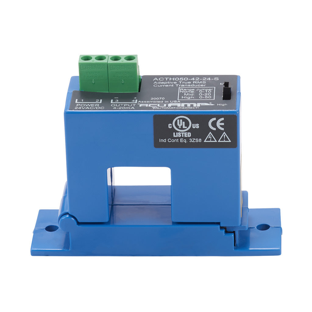 AcuAMP AC current transducer, 1-phase, split core, 0-10, 0-20, 0-50A selectable, with time integration sensing range, True RMS, 4-20 mA output.-ACTH050-42-24-S