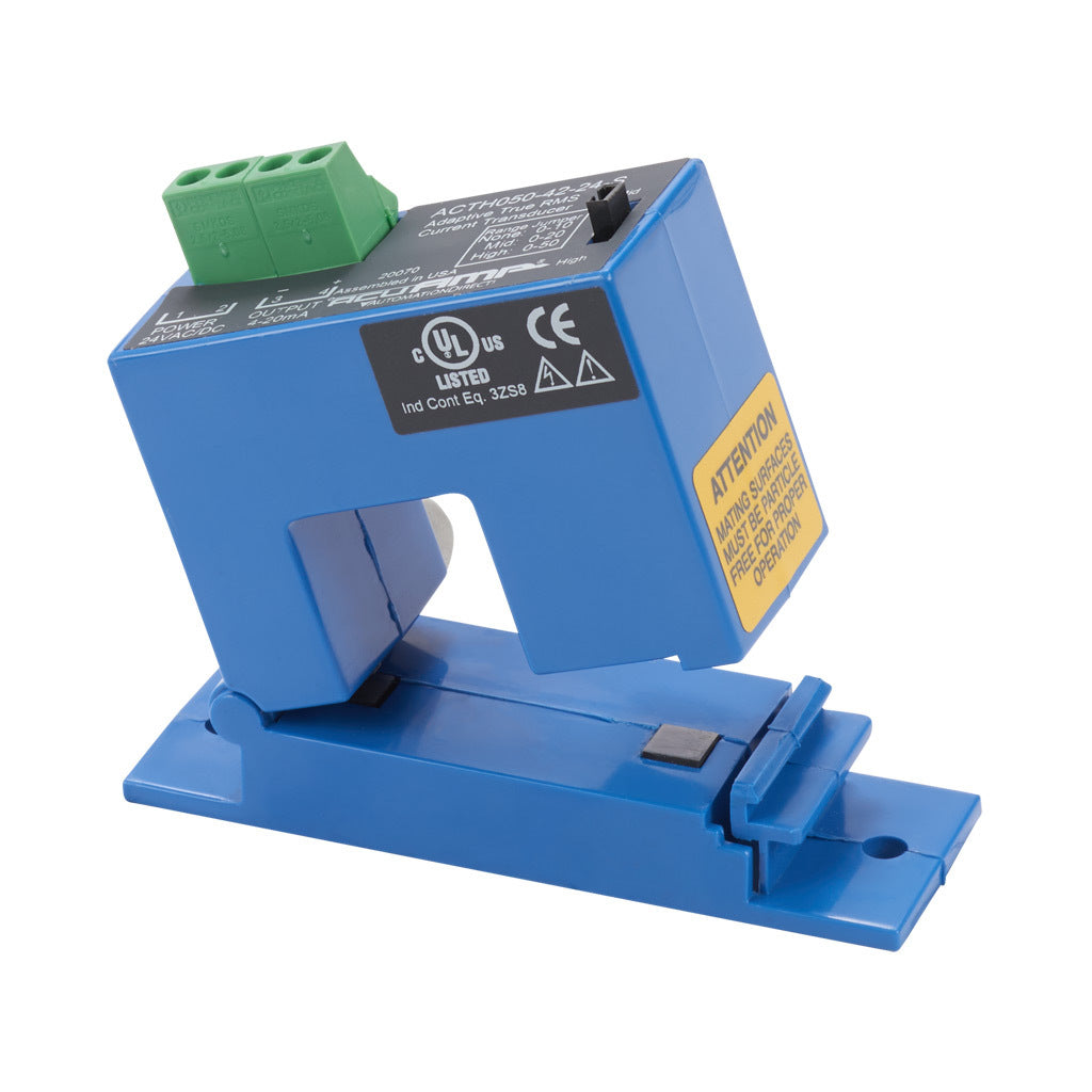 AcuAMP AC current transducer, 1-phase, split core, 0-10, 0-20, 0-50A selectable, with time integration sensing range, True RMS, 4-20 mA output.-ACTH050-42-24-S