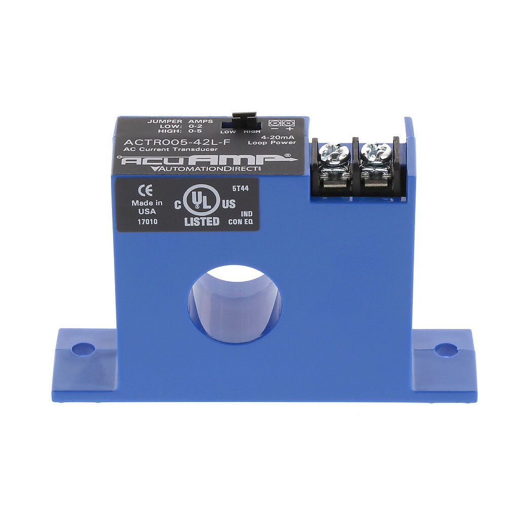 AcuAMP AC current transducer, 1-phase, fixed core, 0-2 or 0-5A selectable sensing range, True RMS, 4-20 mA output.-ACTR005-42L-F