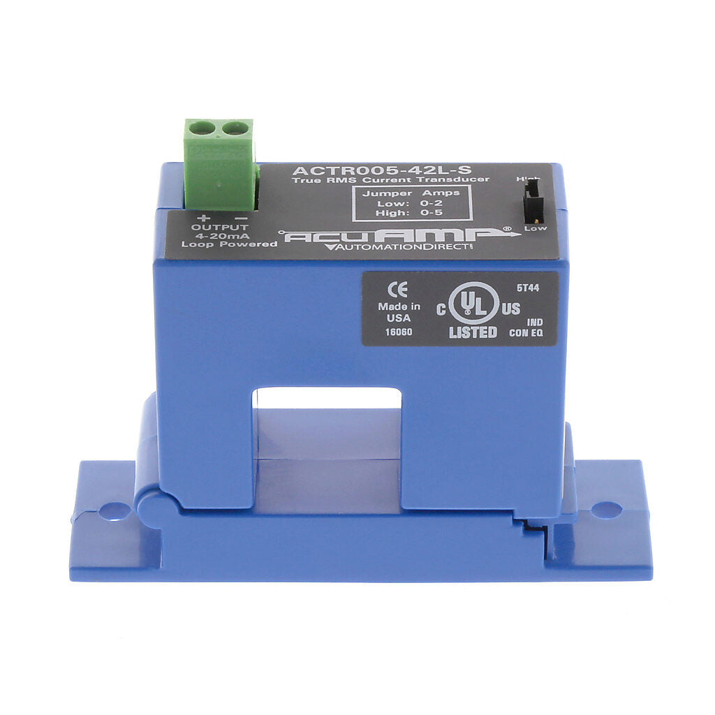 AcuAMP AC current transducer, 1-phase, split core, 0-2 or 0-5A selectable sensing range, True RMS, 4-20 mA output.-ACTR005-42L-S