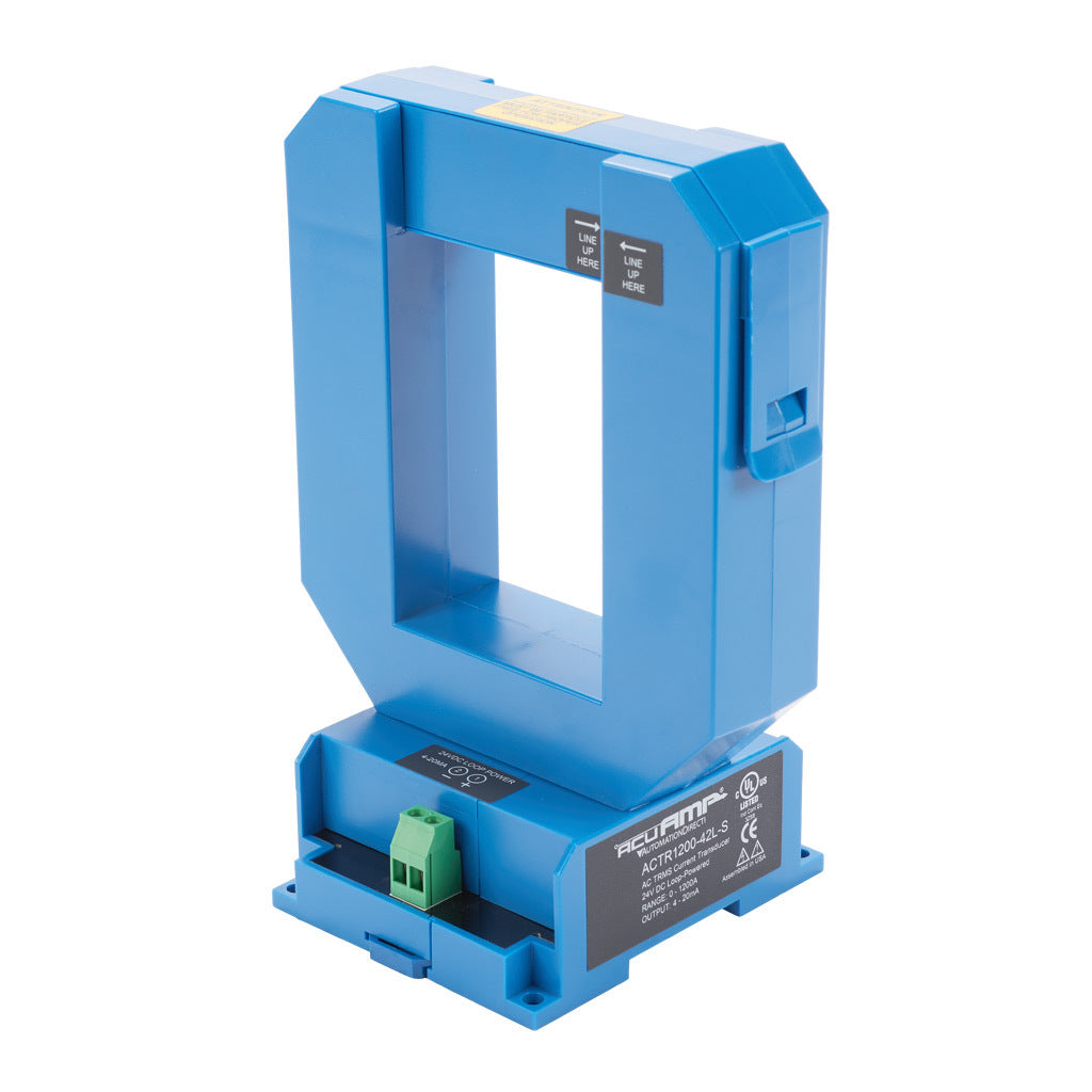 AcuAMP AC current transducer, 1-phase, split core, 0-1200A sensing range, True RMS, 4-20 mA output.-ACTR1200-42L-S
