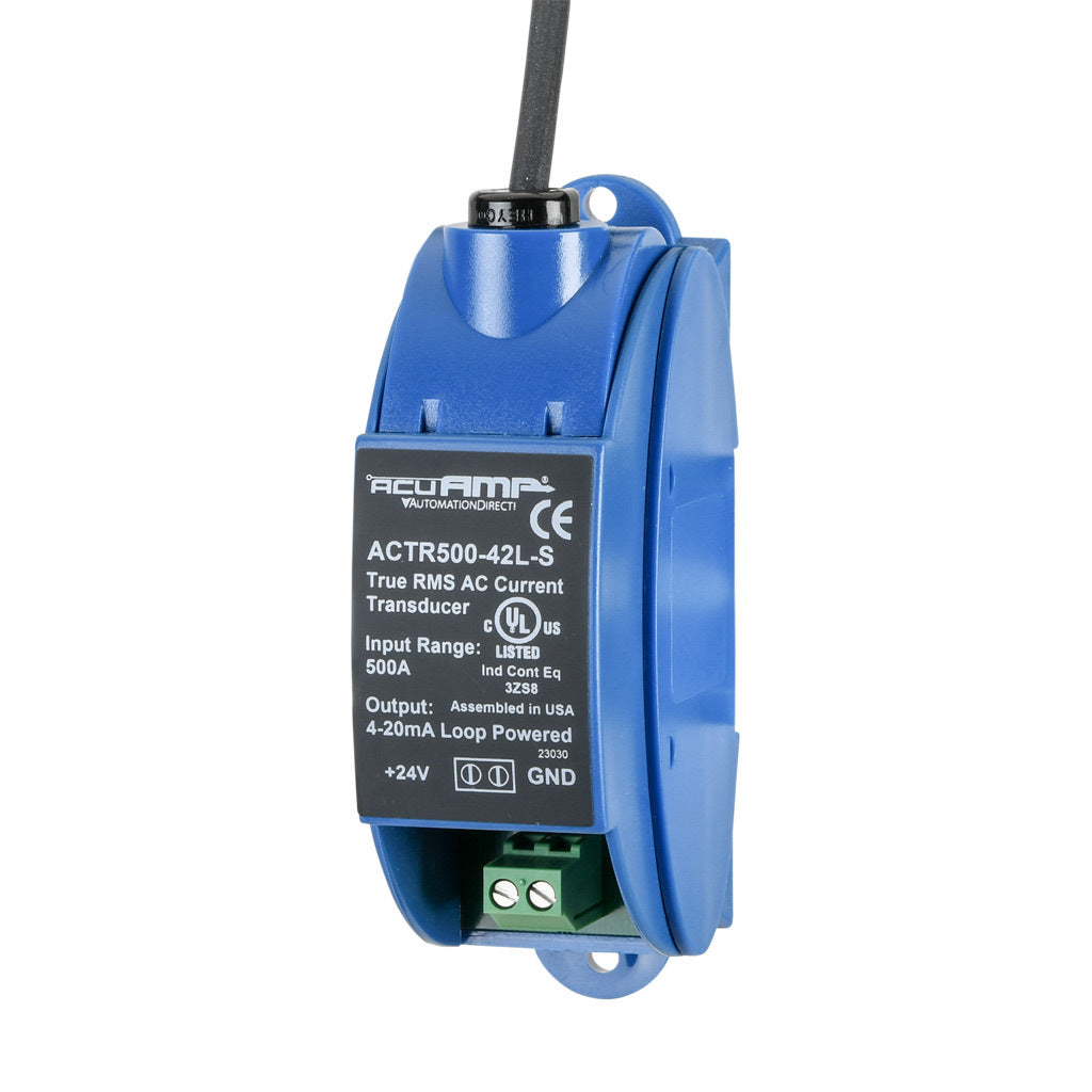 AcuAMP AC current transducer, 1-phase, flexible split core, 0-500A sensing range, True RMS, 4-20 mA output.-ACTR500-42L-S