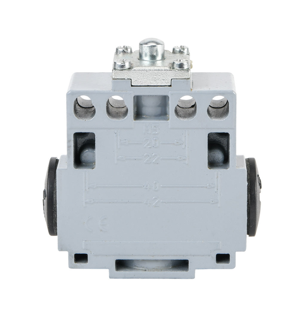 AchieVe IEC limit switch, metal plunger, 90-degree adjustable head, (1) N.O./(1) N.C. contact(s), snap action, 20-22mm or 40-42mm hole spacing, zinc alloy, (3) 1/2in NPT entries.-ADM2F11Z11