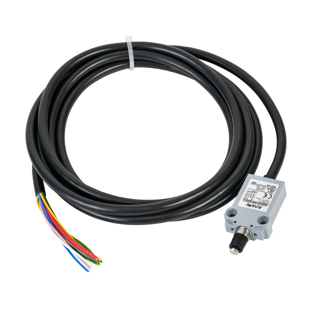 AchieVe compact limit switch, metal plunger with dust cap, (2) N.O./(2) N.C. contact(s), snap action, 25mm hole spacing, zinc alloy, pigtail, 9.8ft/3m cable length, bottom exit.-AEM2G1601Z22-3