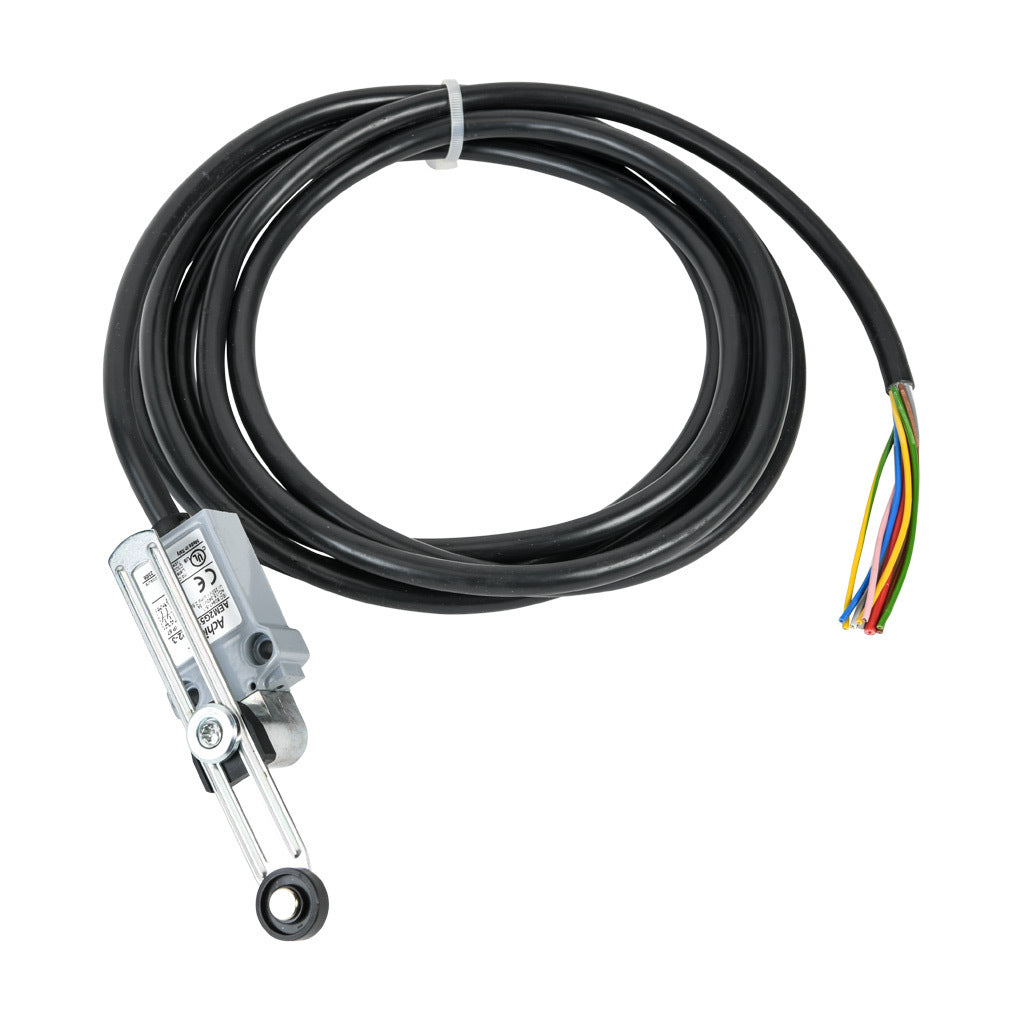 AchieVe compact limit switch, side rotary adjustable lever with 18mm nylon roller, (2) N.O./(2) N.C. contact(s), snap action, 25mm hole spacing, zinc alloy, pigtail, 9.8ft/3m cable length, bottom exit.-AEM2G5120Z22-3