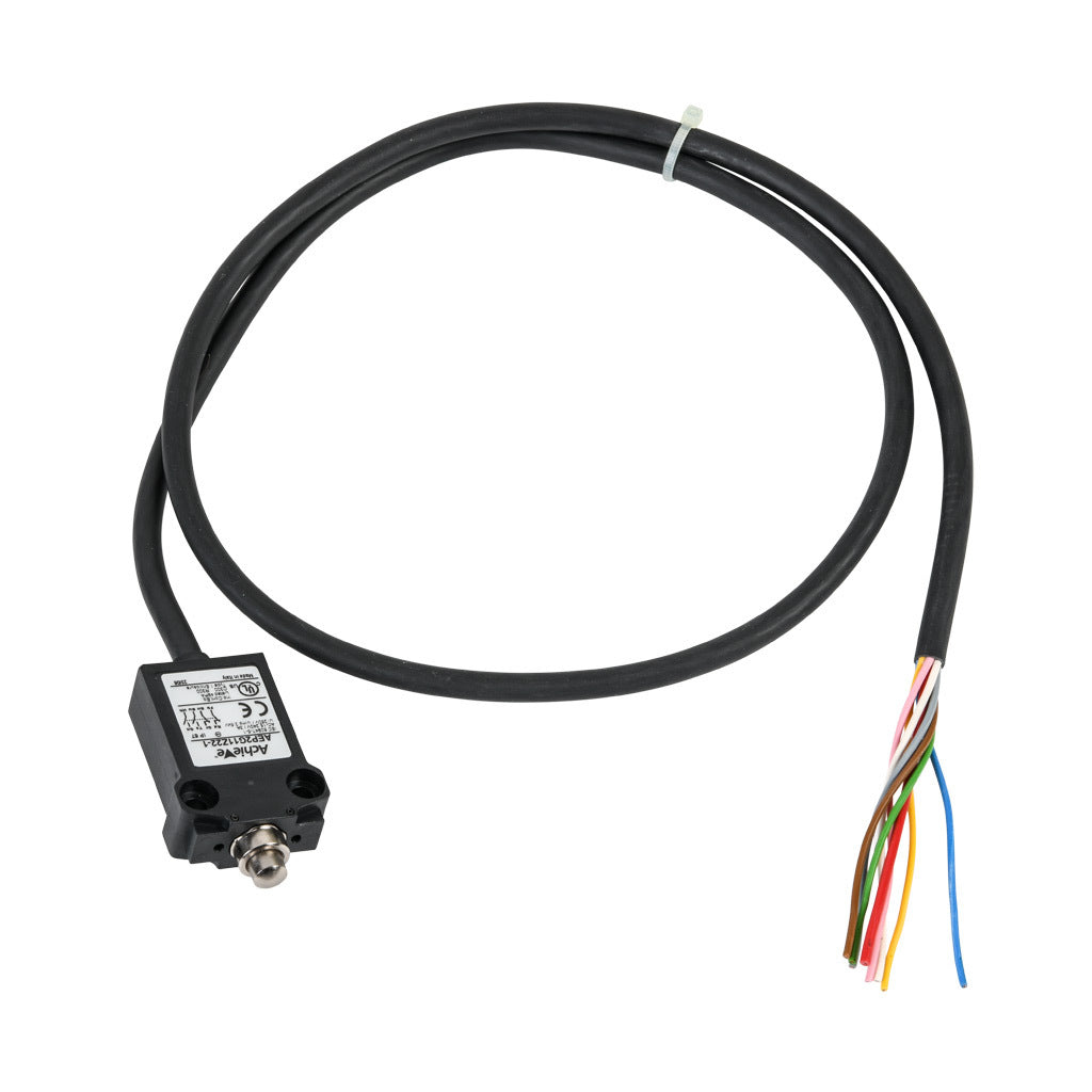 AchieVe compact limit switch, metal plunger, (2) N.O./(2) N.C. contact(s), snap action, 25mm hole spacing, plastic, pigtail, 3.2ft/1m cable length, bottom exit.-AEP2G11Z22-1