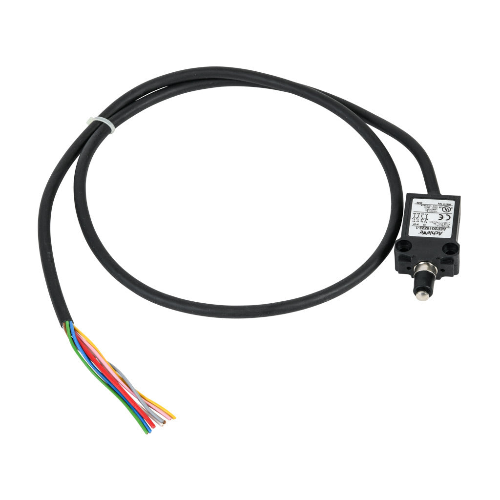 AchieVe compact limit switch, metal plunger with dust cap, (2) N.O./(2) N.C. contact(s), snap action, 25mm hole spacing, plastic, pigtail, 3.2ft/1m cable length, bottom exit.-AEP2G16Z22-1