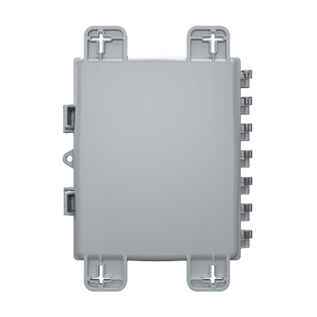 AttaBox Heartland SL series enclosure, NEMA 1/3R/4/4X/12, 10 x 8 x 3in (HxWxD), wall mount, polycarbonate, Pantone 7541 C light gray, smoked polycarbonate single-door, polycarbonate quick-release latch.-AH1083C