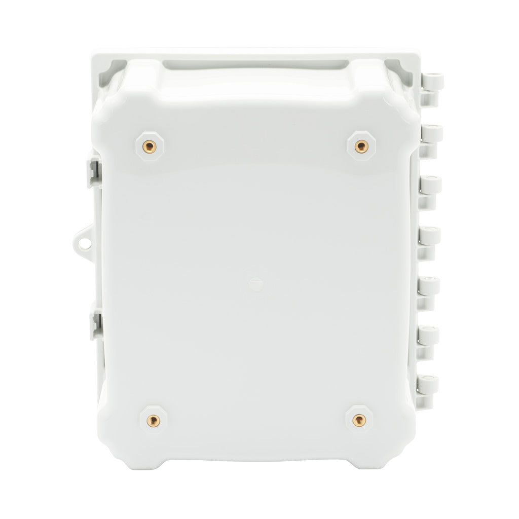 AttaBox Heartland series enclosure, NEMA 1/3R/4/4X/6P/12, 10 x 8 x 4in (HxWxD), wall mount, polycarbonate, Pantone 7541 C light gray, hinged screw cover.-AH1084HW