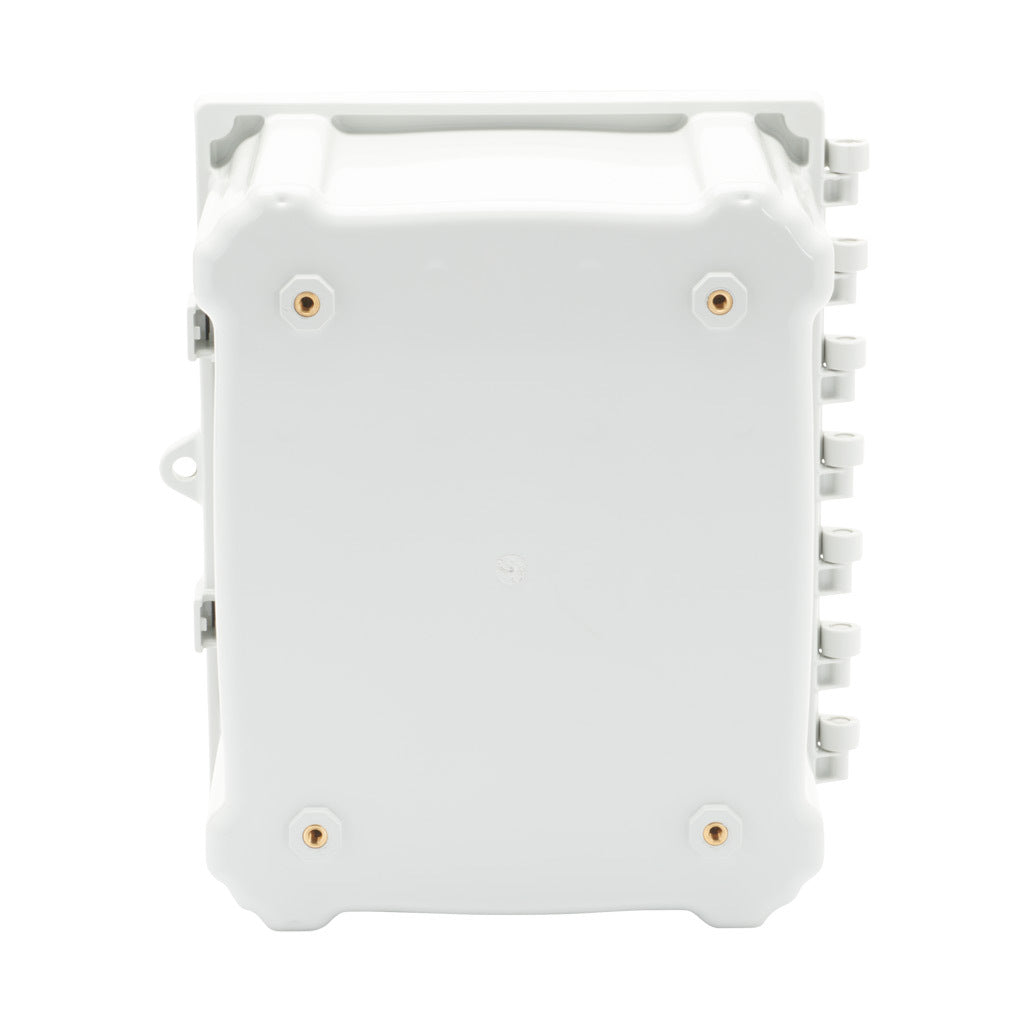 AttaBox Heartland series enclosure, NEMA 1/3R/4/4X/6P/12, 10 x 8 x 6in (HxWxD), wall mount, polycarbonate, Pantone 7541 C light gray, hinged screw cover.-AH1086HW
