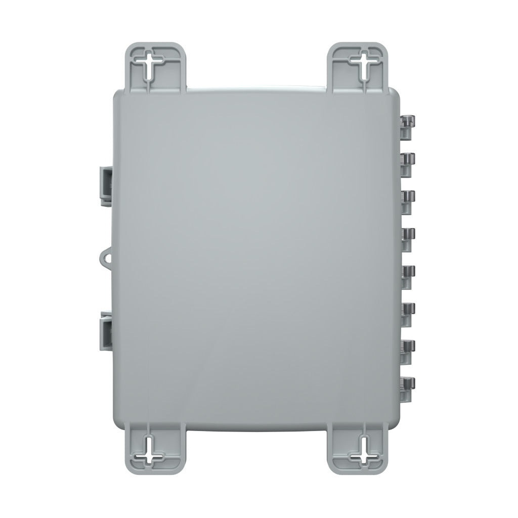 AttaBox Heartland SL series enclosure, NEMA 1/3R/4/4X/12, 12 x 10 x 4in (HxWxD), wall mount, polycarbonate, Pantone 7541 C light gray, smoked polycarbonate single-door, polycarbonate quick-release latch.-AH12104C