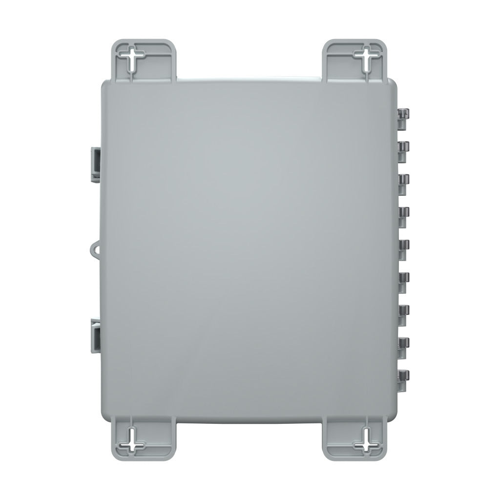 AttaBox Heartland SL series enclosure, NEMA 1/3R/4/4X/12, 14 x 12 x 4in (HxWxD), wall mount, polycarbonate, Pantone 7541 C light gray, smoked polycarbonate single-door, polycarbonate quick-release latch.-AH14124C