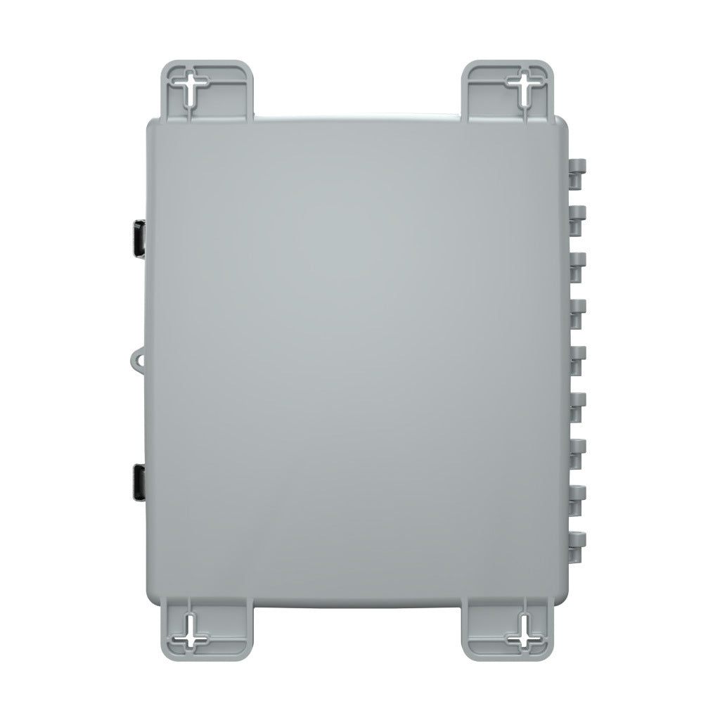 AttaBox Heartland SL series enclosure, NEMA 1/3R/4/4X/12, 14 x 12 x 4in (HxWxD), wall mount, polycarbonate, Pantone 7541 C light gray, single-door, stainless steel quick-release latch.-AH14124SS