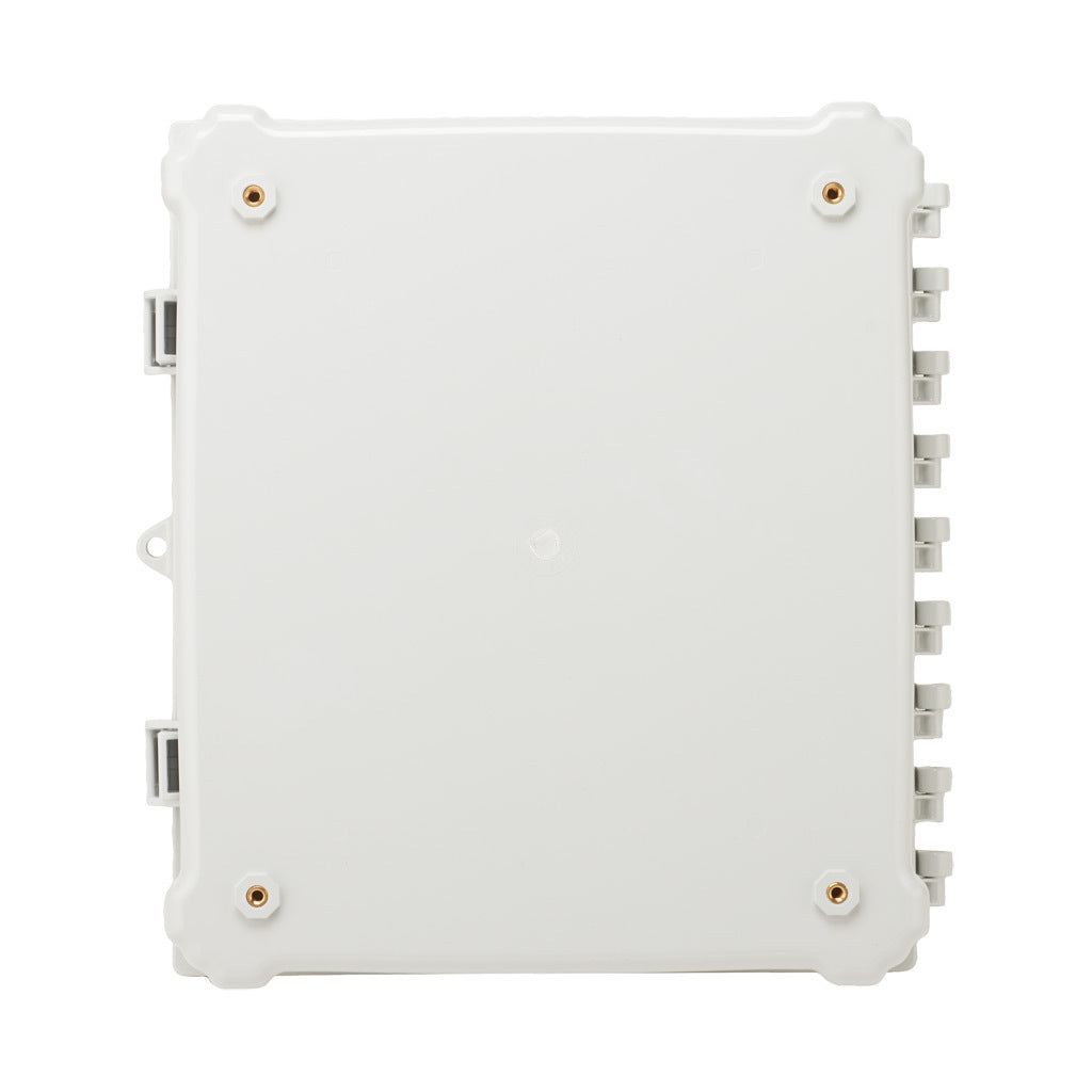 AttaBox Heartland series enclosure, NEMA 1/3R/4/4X/12, 14 x 12 x 6in (HxWxD), wall mount, polycarbonate, Pantone 7541 C light gray, single-door, stainless steel quick-release latch.-AH14126SS