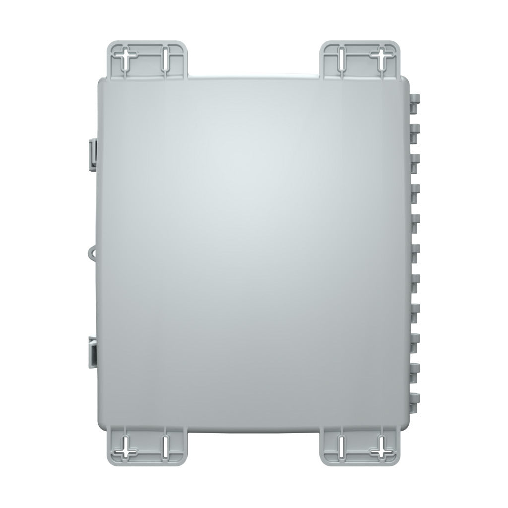 AttaBox Heartland SL series enclosure, NEMA 1/3R/4/4X/12, 16 x 14 x 4in (HxWxD), wall mount, polycarbonate, Pantone 7541 C light gray, single-door, polycarbonate quick-release latch.-AH16144