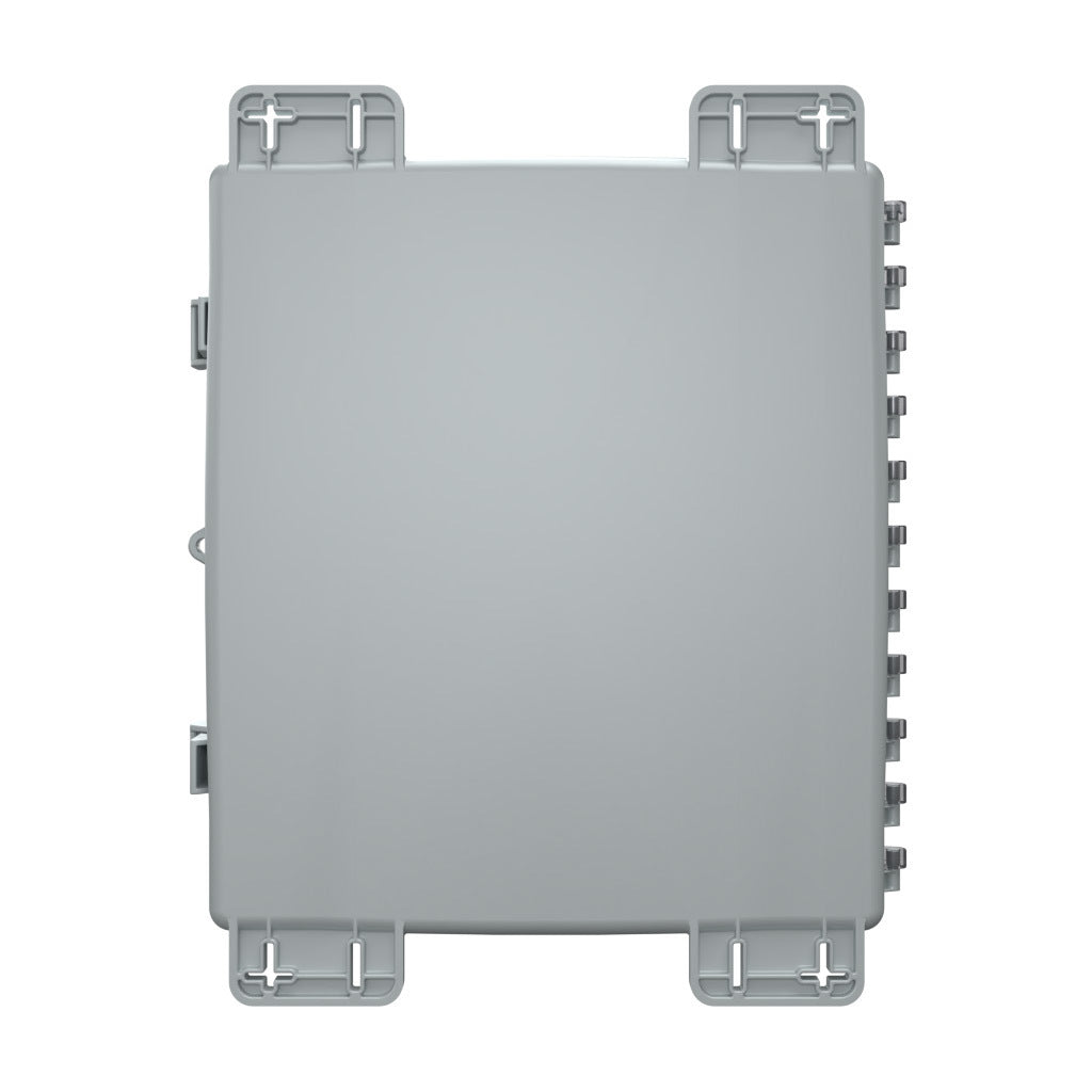 AttaBox Heartland SL series enclosure, NEMA 1/3R/4/4X/12, 16 x 14 x 4in (HxWxD), wall mount, polycarbonate, Pantone 7541 C light gray, smoked polycarbonate single-door, polycarbonate quick-release latch.-AH16144C