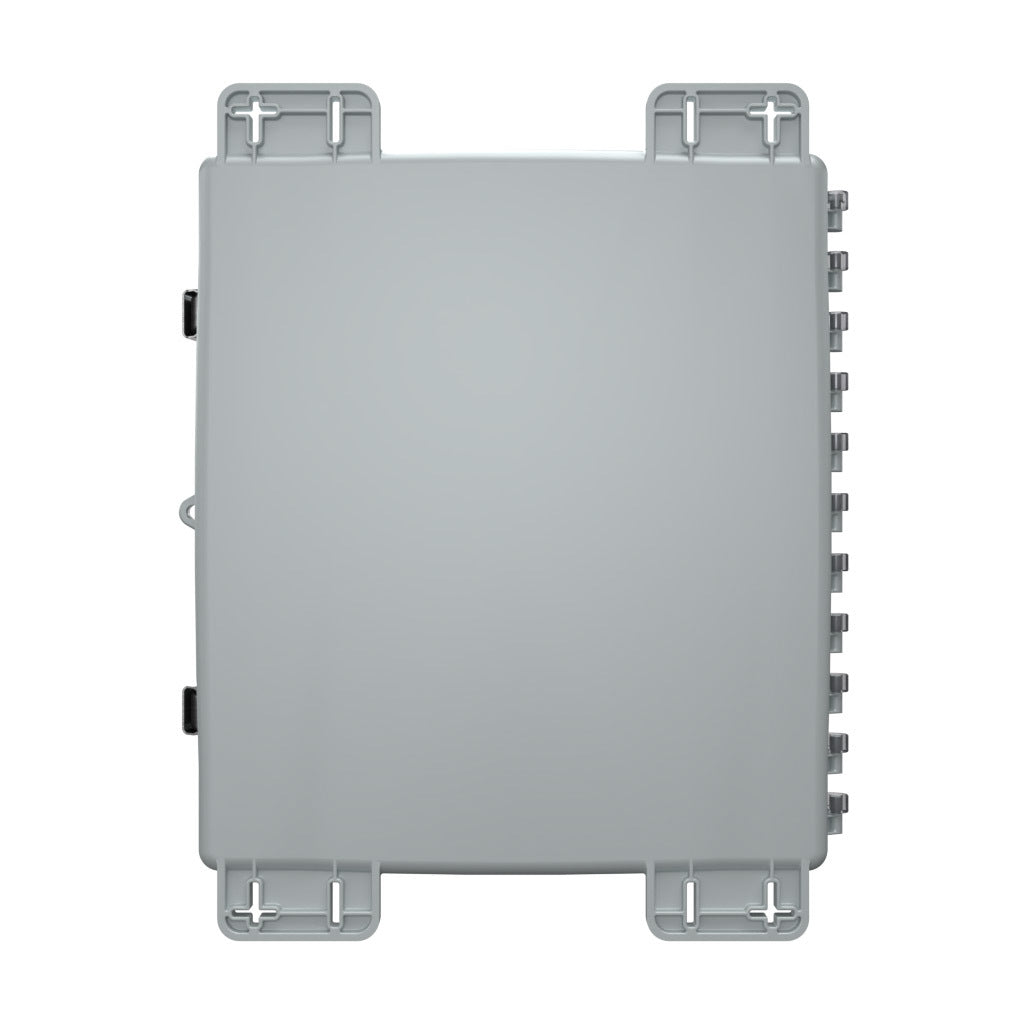 AttaBox Heartland SL series enclosure, NEMA 1/3R/4/4X/12, 16 x 14 x 4in (HxWxD), wall mount, polycarbonate, Pantone 7541 C light gray, smoked polycarbonate single-door, stainless steel quick-release latch.-AH16144CSS