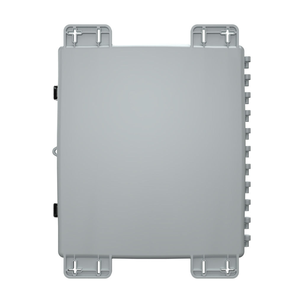 AttaBox Heartland SL series enclosure, NEMA 1/3R/4/4X/12, 16 x 14 x 4in (HxWxD), wall mount, polycarbonate, Pantone 7541 C light gray, single-door, stainless steel quick-release latch.-AH16144SS