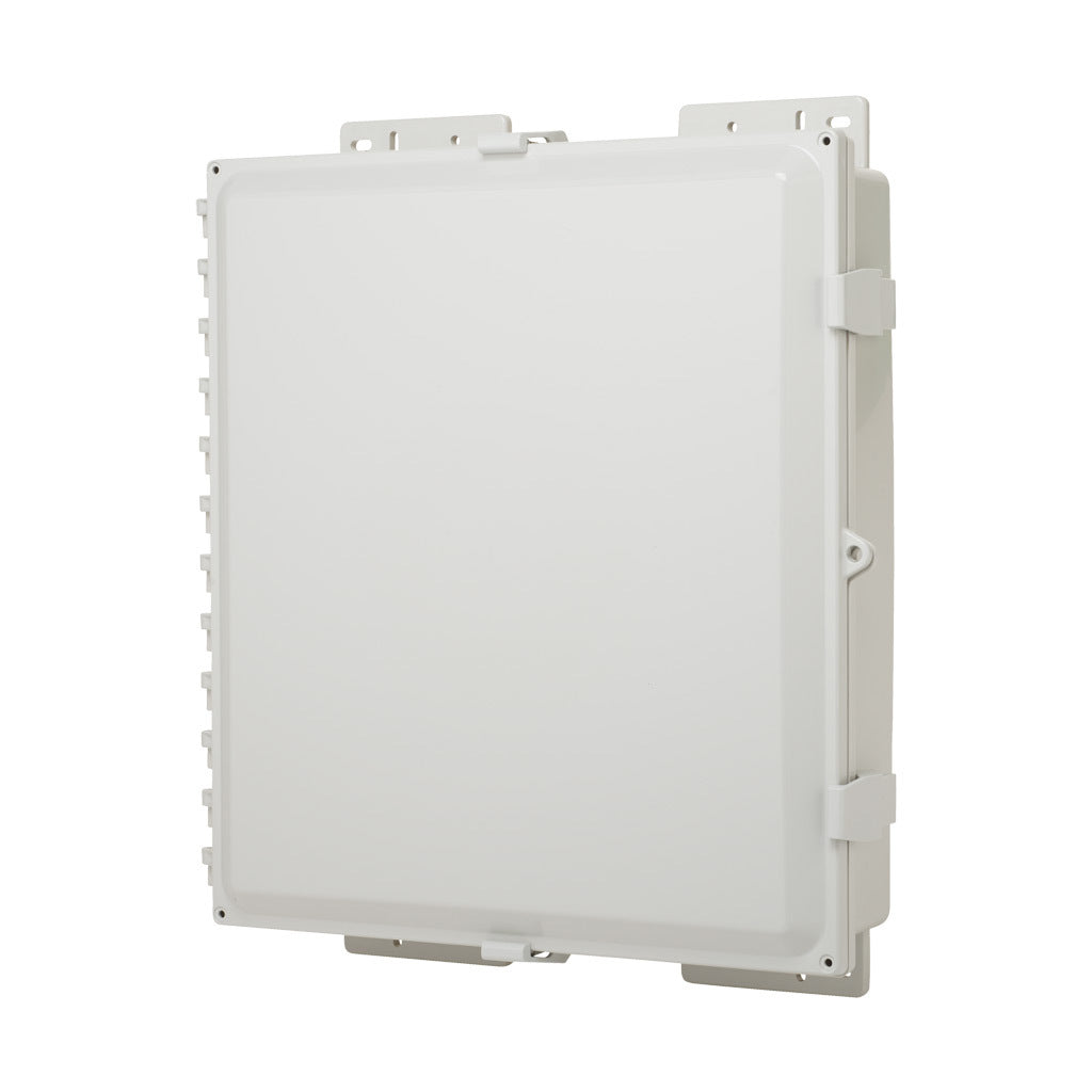 AttaBox Heartland SL series enclosure, NEMA 1/3R/4/4X/12, 18 x 16 x 4in (HxWxD), wall mount, polycarbonate, Pantone 7541 C light gray, single-door, polycarbonate quick-release latch.-AH18164