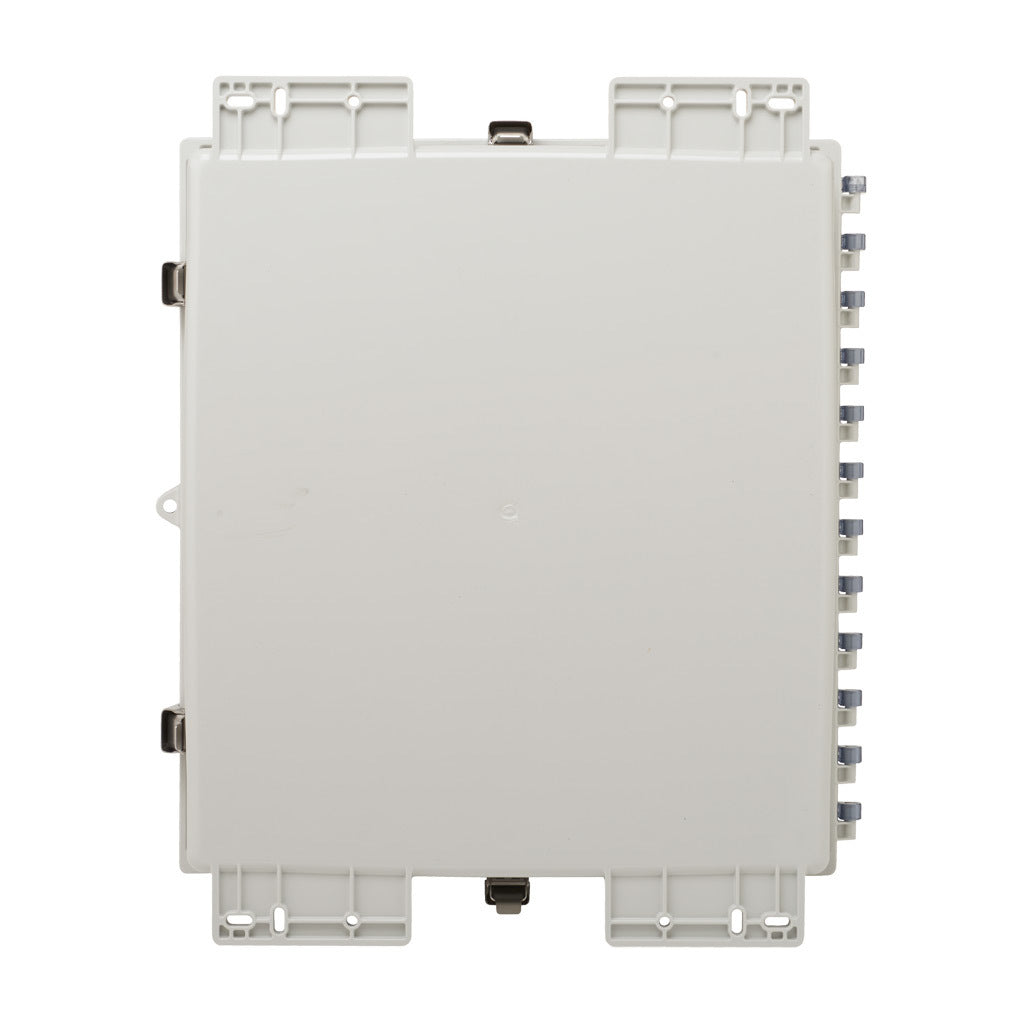 AttaBox Heartland SL series enclosure, NEMA 1/3R/4/4X/12, 18 x 16 x 4in (HxWxD), wall mount, polycarbonate, Pantone 7541 C light gray, smoked polycarbonate single-door, stainless steel quick-release latch.-AH18164CSS