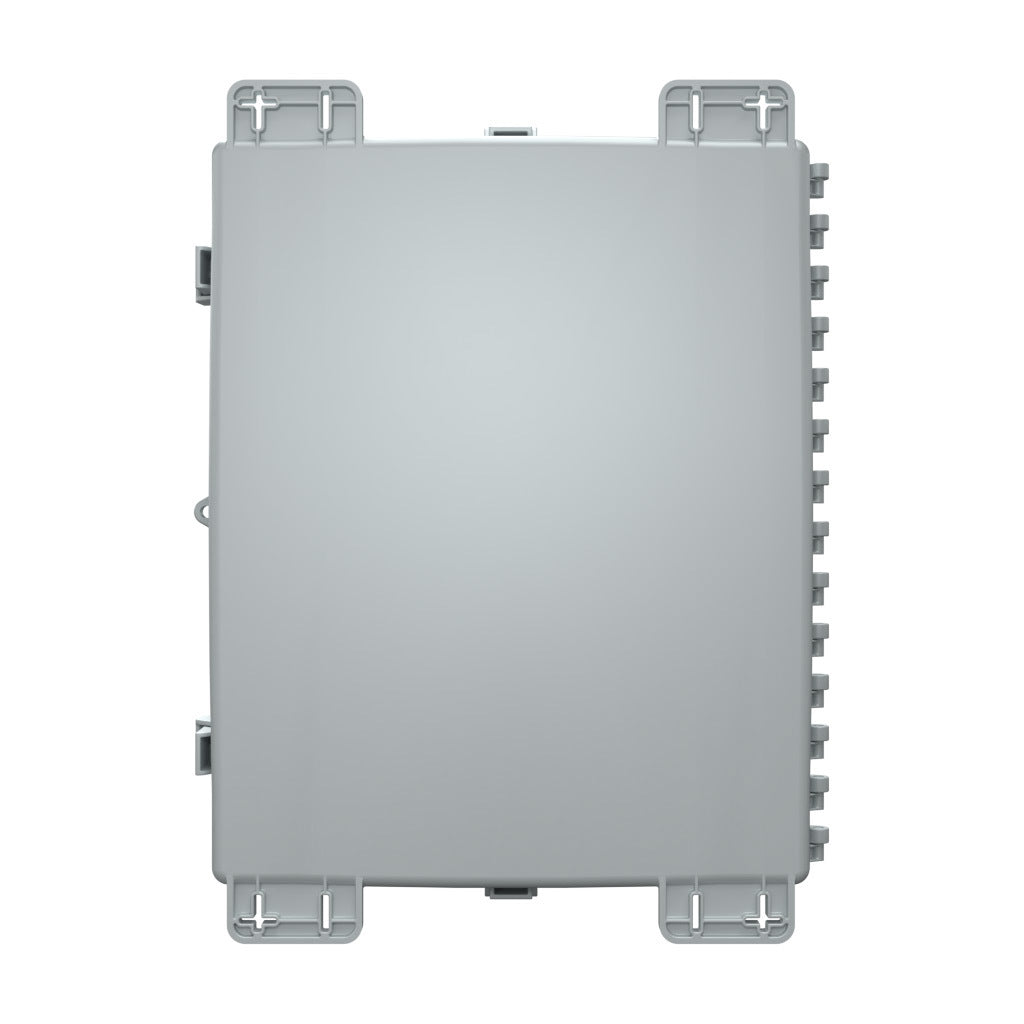 AttaBox Heartland SL series enclosure, NEMA 1/3R/4/4X/12, 20 x 16 x 4in (HxWxD), wall mount, polycarbonate, Pantone 7541 C light gray, single-door, polycarbonate quick-release latch.-AH20164