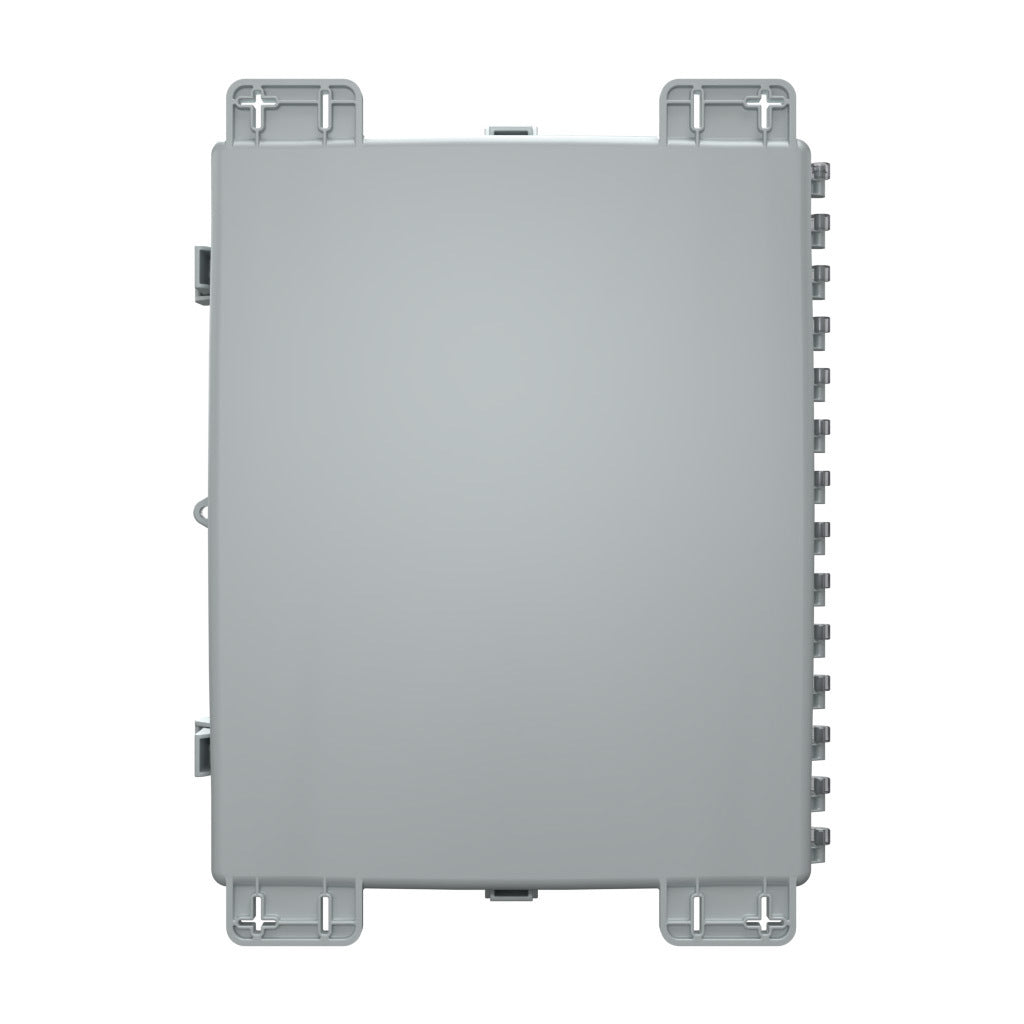 AttaBox Heartland SL series enclosure, NEMA 1/3R/4/4X/12, 20 x 16 x 4in (HxWxD), wall mount, polycarbonate, Pantone 7541 C light gray, smoked polycarbonate single-door, polycarbonate quick-release latch.-AH20164C