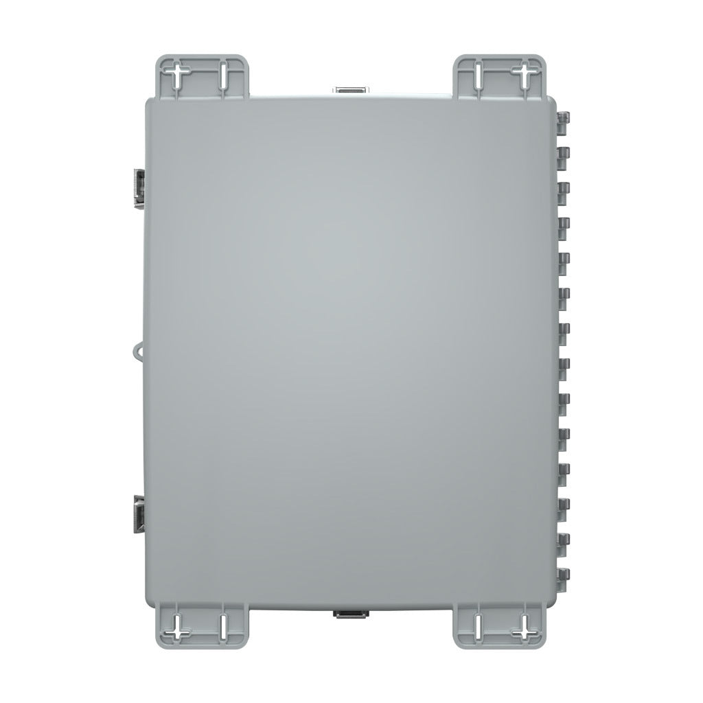 AttaBox Heartland SL series enclosure, NEMA 1/3R/4/4X/12, 20 x 16 x 4in (HxWxD), wall mount, polycarbonate, Pantone 7541 C light gray, smoked polycarbonate single-door, stainless steel quick-release latch.-AH20164CSS