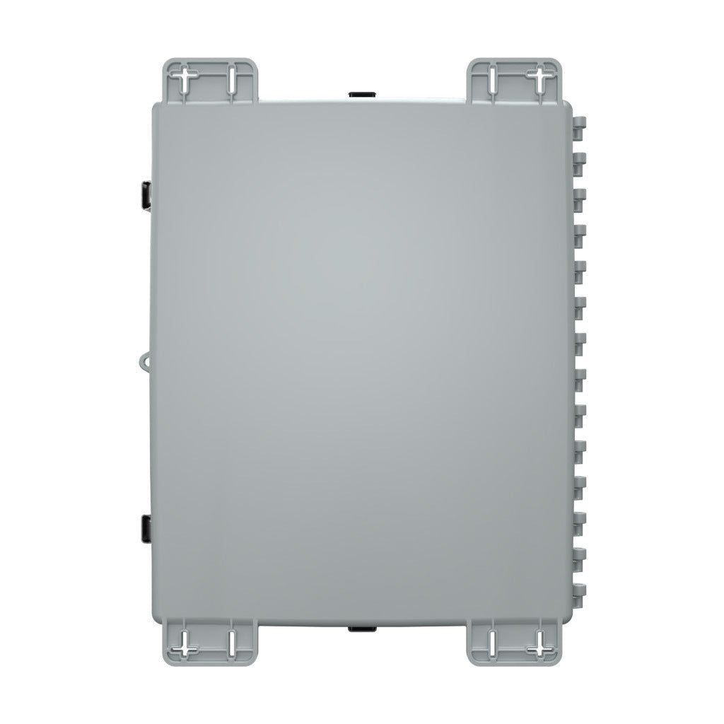 AttaBox Heartland SL series enclosure, NEMA 1/3R/4/4X/12, 20 x 16 x 4in (HxWxD), wall mount, polycarbonate, Pantone 7541 C light gray, single-door, stainless steel quick-release latch.-AH20164SS